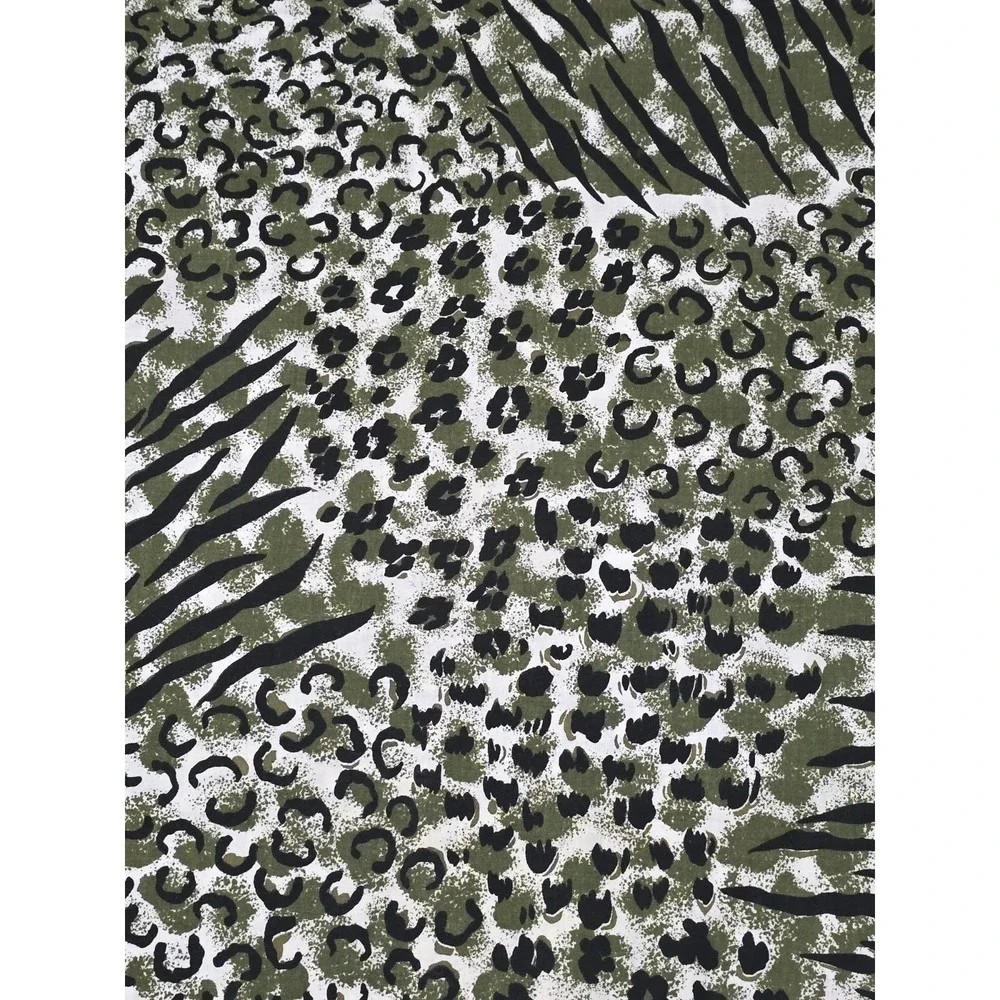 Animal  Green Black, Zebra, Cheera  Fabric 3 Continuous Yards 58 Inch Wide